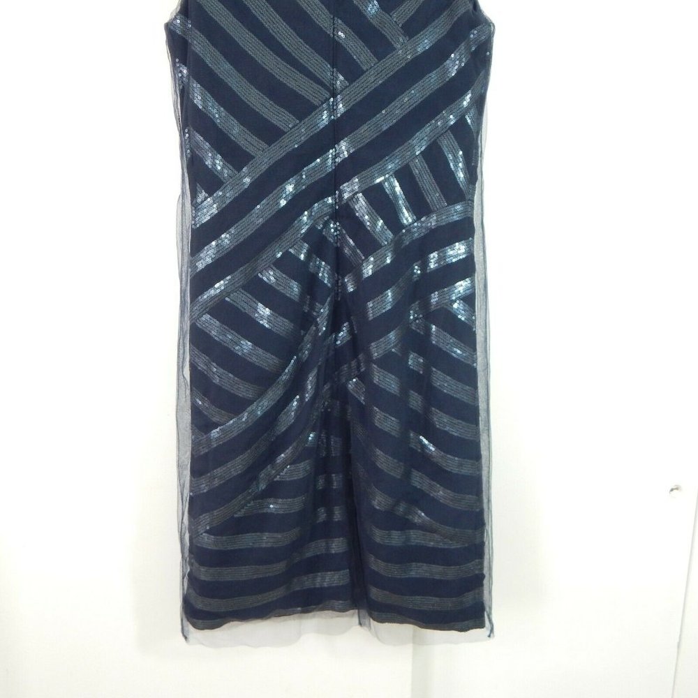 TADASHI SHOJI stunning shift sheath cocktail sequins tulle party evening blue 8 - Picture 6 of 8